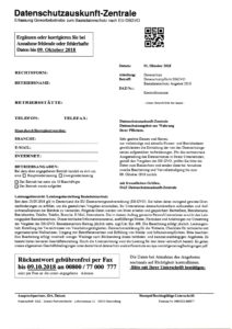 Datenschutzauskunft Zentrale